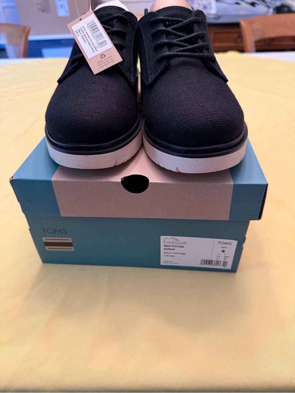 Toms Black Lace-Up Oxford Shoes for Men NWT